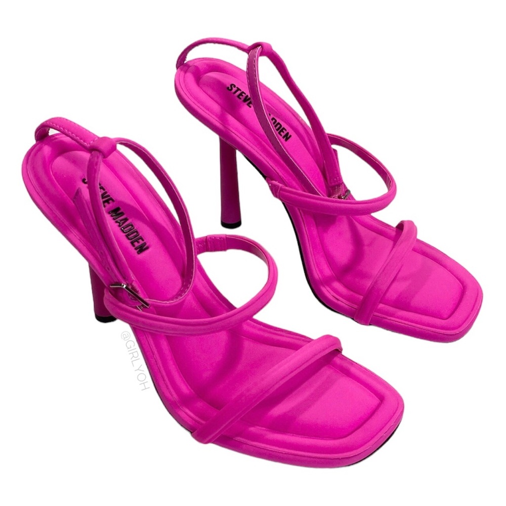 NEW Steve Madden Briella Hot Pink Strappy High Heel Sandals 7 - Picture 4 of 10